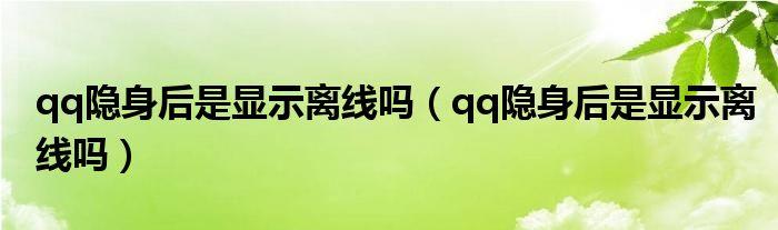 真的离线与隐身的区别