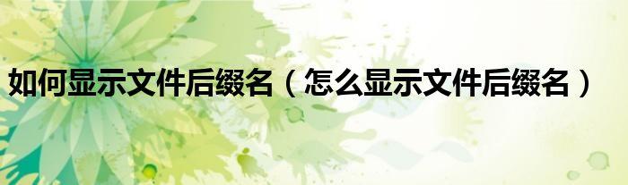 如何显示文件后缀名（文件后缀名隐藏了怎么打开）